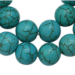 Howlite synthetischen Perlen, gefärbt, Runde, Türkis, 10 mm, Bohrung: 1 mm, ca. 800 Stk. / 1000 g