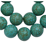 Howlite synthetischen Perlen, gefärbt, Runde, Türkis, 12 mm, Bohrung: 1 mm, ca. 450 Stk. / 1000 g