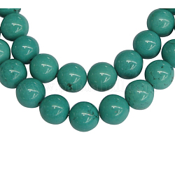 Edelstein Perlen, Natur howlite, Runde, gefärbt, Türkisfarbe, Größe: ca. 10mm Durchmesser, Bohrung: 1.5 mm, 42 Stück / Strang, 15.5 Zoll
