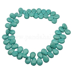 Perles de khaulite synthétiques, teinte, larme, turquoise, 18x13x6mm, Trou: 1mm, environ 560 pcs / kg