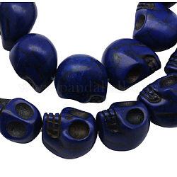 Perlas de howlita sintética, para halloween, cráneo, azul oscuro, 18x17mm, agujero: 1 mm, aproximamente 180 PC / kg