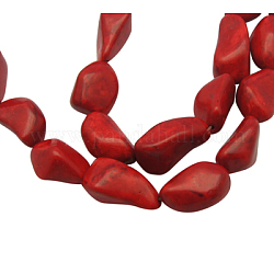 Синтетических Говлит бисер нитей, окрашенные, аморфный, красные, 20~24x11~15 мм