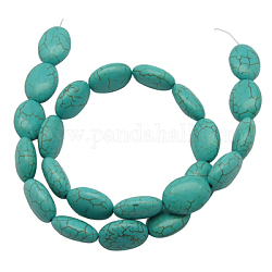 Perles de khaulite synthétiques, teinte, ovale, turquoise, 25x18x7mm, Trou: 1mm, environ 220 pcs / kg