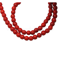 Synthetik Howlith Perle, rot gefärbt, Runde, rot, 4.5 mm, Bohrung: 1 mm, ca. 91 Stk. / Strang, 16 Zoll
