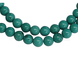 Edelstein Perlen, Natur howlite, Runde, gefärbt, Türkisfarbe, Größe: ca. 8mm Durchmesser, Bohrung: 1.2 mm, 50 Stück / Strang, 15.5 Zoll