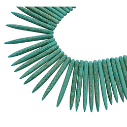 Synthetical Howlite Beads, Dyed, Turquoise, 20~59x4.5~5mm, Hole: 0.8mm, about 100 pcs/strand, 18 inch