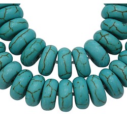 Howlite synthetischen Perlen, gefärbt, Rondell, Türkis, 8x3~4 mm, Bohrung: 1 mm, ca. 2500 Stk. / 1000 g