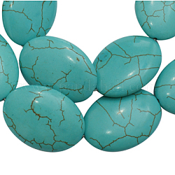 Синтетические шарики Говлит, окрашенные, овальные, бирюзовые, 35x25 мм, отверстие : 1 мм, Около 100 шт / 1000 г
