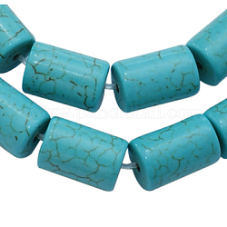 Синтетические шарики Говлит, окрашенные, колонка, бирюзовые, 12x8 мм, отверстие : 1 мм, Около 650 шт / 1000 г