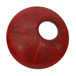 Pendentifs howlite synthétiques, teinte, plat rond, rouge, 44~45mm, Trou: 14mm, environ 50 pcs/1000 g