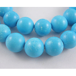 Perles de khaulite synthétiques, perles rondes, teinte, bleu profond du ciel, 10mm, Trou: 1mm, environ 800 pcs/1000 g