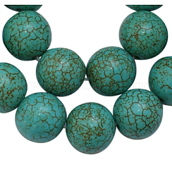 Synthetical Howlite Beads, Dyed, Round, Turquoise, 12mm, Hole: 1mm, about 450pcs/1000g