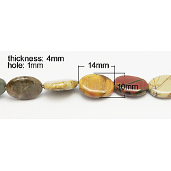 Piedra picasso natural / cuentas de jaspe picasso hebras, oval, colorido, tamaño: aproximamente 14 mm de largo, 10 mm de ancho, 4 mm de espesor, agujero: 1 mm, aproximamente 29 pcs / cadena, 15.7 pulgada