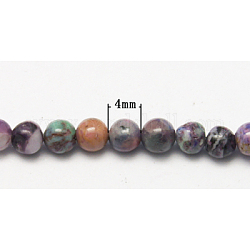 Natural Regalite/Imperial Jasper/Sea Sediment Jasper Beads Strands, Dyed & Heated, Round, Colorful, Size: about 4mm in diameter, hole: 1mm, about 102pcs/strand, 16inch