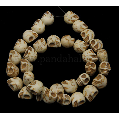 Хэллоуин череп синтетические магнезитовые бусины TURQ-12X10-5-1