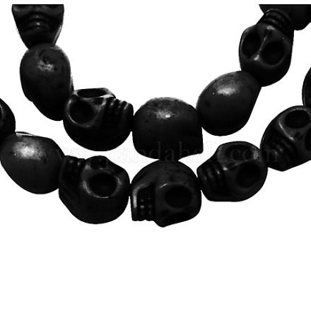 Halloween Skull Synthetic Howlite Beads TURQ-12X10-2-1