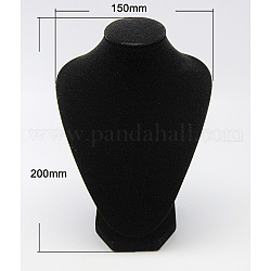 Velvet Necklace Display Bust, Black, Size: model: 150mm wide, 200mm long, base: 71mm wide, 76mm long, neck: 51mm in diameter