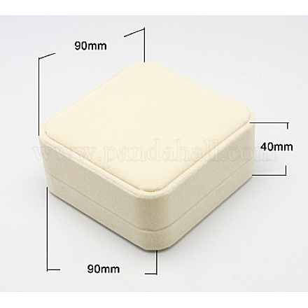 ベロアのブレスレットボックス  正方形  ベージュ  サイズ：幅さ約90mm  長さ90mm  厚さ40mm VBOX-B005-1-1