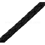 Cordon de cuero trenzado, negro, 3mm, 50 yardas / paquete