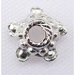 Tibet style perle caps, sans plomb & sans nickel & sans cadmium , étoiles du nord, argent antique, environ 6 mm de diamètre, hauteur de 3 mm , Trou: 2mm