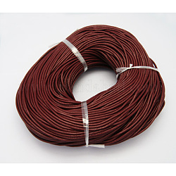 Шнур натуральной кожи, кожаный шнур ювелирных изделий, ювелирные изделия DIY делает материал, круглые, окрашенные, темно-красный, 1.5 мм
