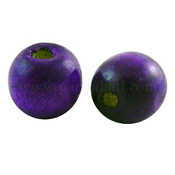 Dyed Natural Wood Beads, Round, Purple, 4x3mm, Hole: 1.2mm, about 37340pcs/1000g