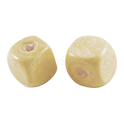 Dyed Natural Wood Beads, Cube, Nice for Children's Day Necklace Making, Lead Free, Wheat, 5mm, Hole: 1.5mm, about 9300pcs/500g