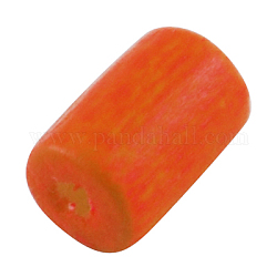 Natural Wood Beads, Tube, Lead Free, Dyed, Orange Red, 8x5mm, Hole: 2mm, about 14000pcs/1000g