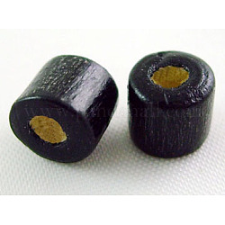 Wood Beads, Tube, Lead Free, Dyed, Black, 4x3mm, Hole: 1.2mm, about 55920pcs/1000g