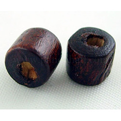 Wood Beads, Tube, Lead Free, Dyed, Coconut Brown, 4x3mm, Hole: 1.2mm, about 55920pcs/1000g