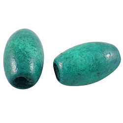 Handmade Natural Wood Beads, Dyed, Rice, Cyan, Size: about 6mm wide, 10mm long, hole: 3mm, about 1000pcs/1000g