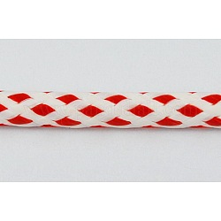 Cordon de polyester ciré coréen, rouge et blanc, taille: environ 3 mm d'épaisseur, 47 yards / rouleau