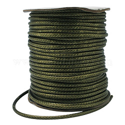 Корейские вощеные полиэфирные шнуры, темно-оливковый зеленый, 3 мм, Около 47 ярдов / рулон