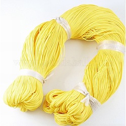 Cordón redondo de poliéster encerado, cordón encerado de taiwán, cuerda retorcida, amarillo, 1mm, alrededor de 415.57 yarda (380 m) / paquete