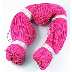 Round Waxed Polyester Cord, Taiwan Waxed Cord, Twisted Cord, Fuchsia, 1mm, about 415.57 yards(380m)/bundle