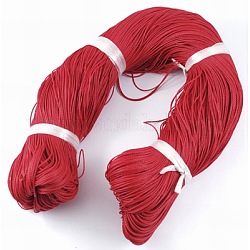 Cordón redondo de poliéster encerado, cordón encerado de taiwán, cuerda retorcida, carmesí, 1mm, alrededor de 415.57 yarda (380 m) / paquete