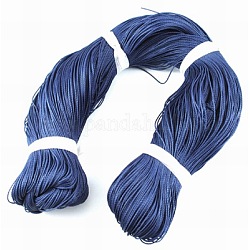 Cordon rond en polyester ciré, cordon ciré taiwan, cordon torsadé, bleu de Prusse, 1mm, environ 415.57 yards (380m)/paquet