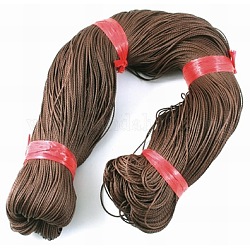 Round Waxed Polyester Cord, Taiwan Waxed Cord, Twisted Cord, Sienna, 1mm, about 415.57 yards(380m)/bundle