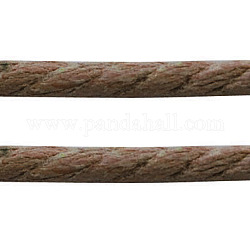 Cordino cerato cotone cinese, corda di perline , 3-ply, marrone noce di cocco, 3mm, circa 350m/balla
