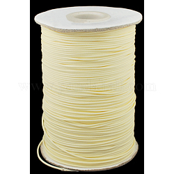 Korean Waxed Polyester Cord, Light Goldenrod Yellow, 1.0mm, about 185yards/roll