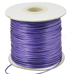 Корейские вощеные полиэфирные шнуры, фиолетовые, 1 мм, Около 85 ярдов / рулон