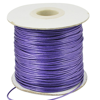 Cordon de polyester ciré coréen, violet, 1mm, environ 85 yards / rouleau