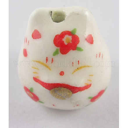 Ornamental hecho a mano con cuentas de gatitos de porcelana dorada YCF019-1