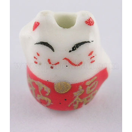 Ornamental hecho a mano con cuentas de gatitos de porcelana dorada YCF022-1