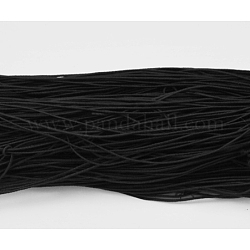 Round Elastic Cord, Made of Rubber, Wrapped by Fibre, Black, 1mm, about 25.15~27.34 yards(23~25m)/bundle