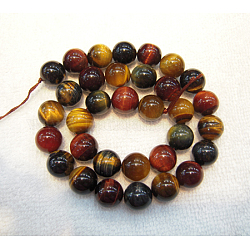 Perles de pierres gemmes, oeil de tigre coloré, Grade a, ronde, colorées, 8mm, Trou: 1mm, 46 pièces/fil 15.2 pouces