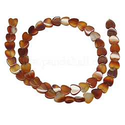 Gemstone Strands, Mother's Day Gifts Making, Natural Carnelian, Heart, Dyed & Heated, about 8mm in diameter, 3mm thick, hole: 1mm, 54 pcs/strand, 15.5 inch