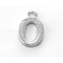 Alloy Letter Pendants, Letter O, Platinum Metal Color, about 15mm long, 9.5mm wide, 1.5mm thick, hole: 2mm