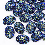 Druzy-Harz-Cabochons galvanisieren, Oval, Blau, 17.5x13x4.5 mm