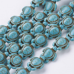 Synthetic Howlite Beads Strands, Dyed & Heated, Tortoise, Turquoise, 17x14x7mm, Hole: 1mm, about 28pcs/strand, 15.9 inch, about 30strands/1000g